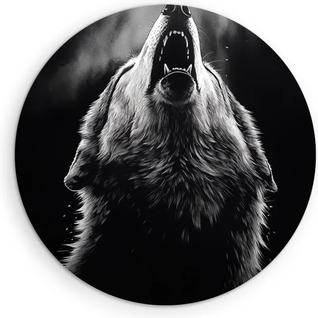 Saammp Forex Muurcirkel - Huilende Wolf - Portret - Natuur - Dieren - Ø 40 - Wandcirkel - Wanddecoratie Cirkel - Muurdecoratie Woonkamer - Slaapkamer decoratie - Rond Schilderij