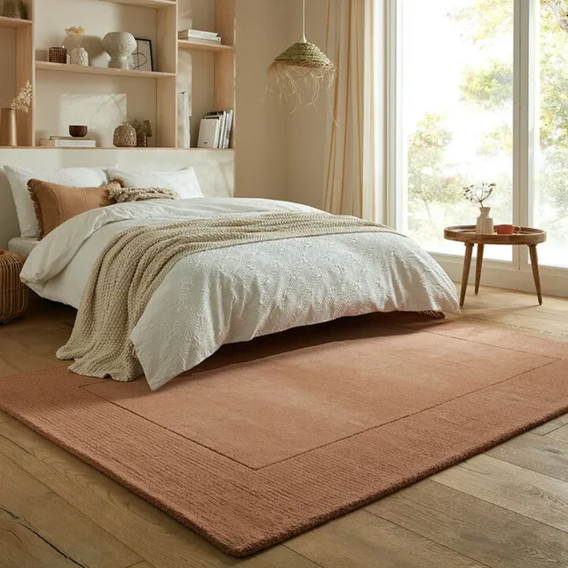 flycarpets Tuscany Modern Wol - Effen - Kader Vloerkleed - Oranje - 200x290 cm