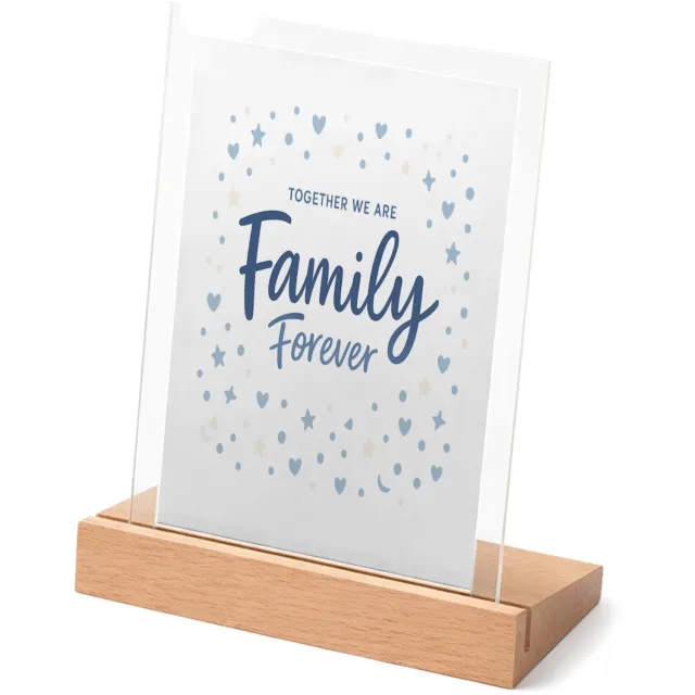 Mr Cadeautjes Glasframe met vaste tekst - design Een rustige familietypografische print met een speels stippe | cadeau Wit