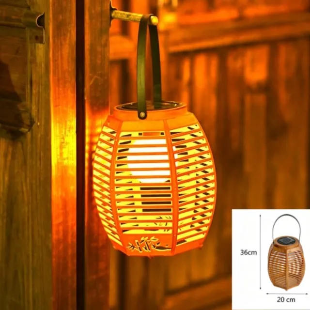 Flintry Solar Tuinverlichting Rattan Beige - Tuinverlichting op Zonne Energie- Buitenlamp Tuinbeeld - Tuinlantaarn met Dag/Nacht Sensor - Verlichting voor Buiten - Lantaarn Tuin