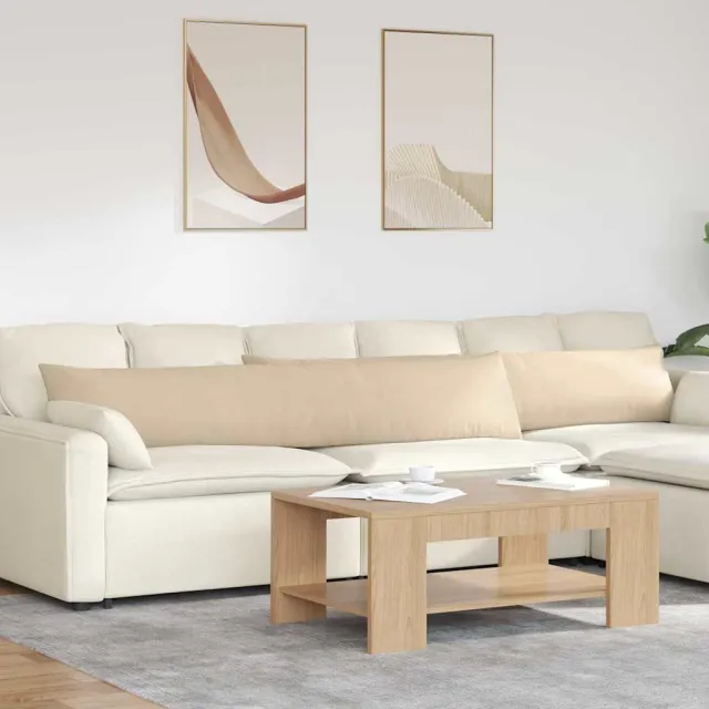 vidaXL Sofa Kussens 2 st Microvezel Stof Crèmekleurig 200 x 40 cm