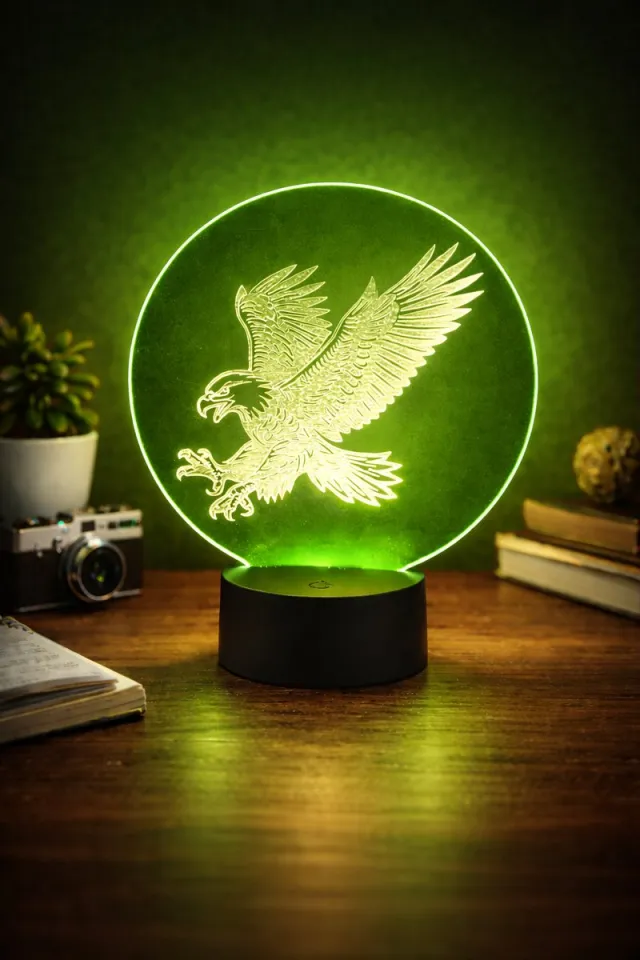 Br2 LED Adelaar Lamp 3D | RGB Nachtlamp met Afstandsbediening | 20cm | USB of Batterij | Unieke Cadeau Lamp RGBW