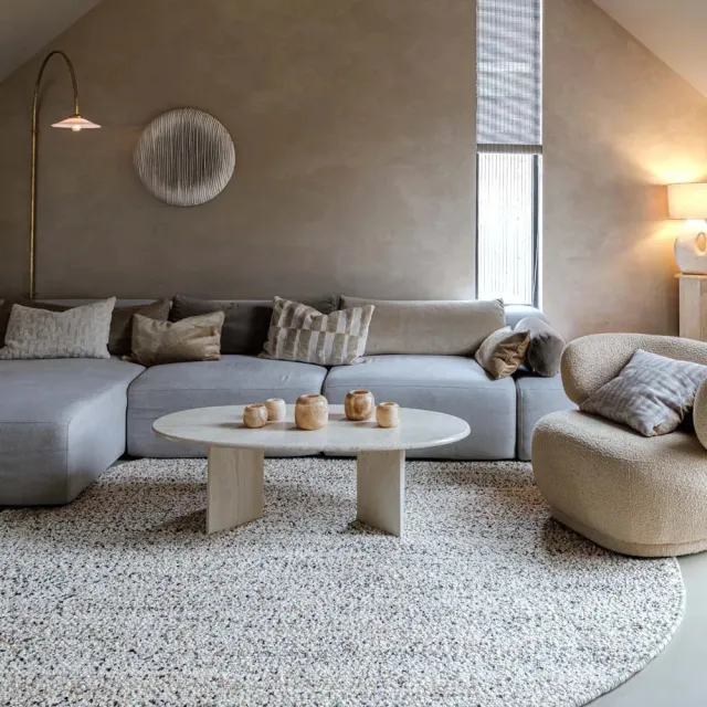 Nordic Weavers Rond wollen vloerkleed - Bergull ivoor/grijs 80 Wit