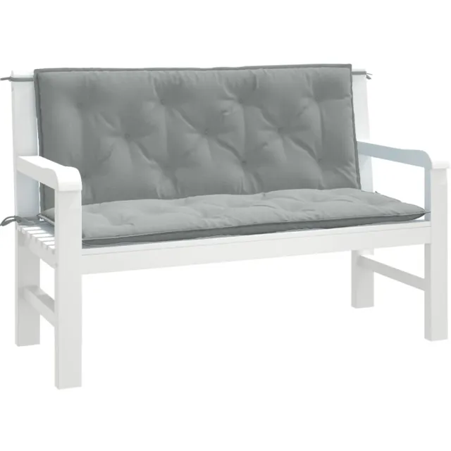 vidaXL Tuinbankkussens 2 st 120x50x7 cm stof gemêleerd lichtgrijs grijs