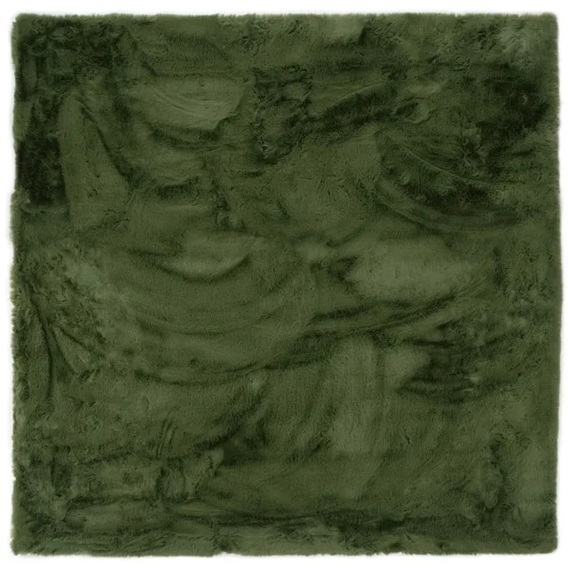 Tapeso Vierkant hoogpolig vloerkleed - Comfy Plus olijfgroen 160x160