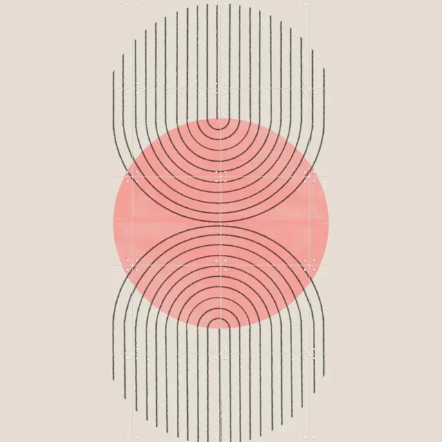 IXXI Perfect Point Peach, The Miuus Studio & Various - 80 x 100 cm - Grote wanddecoratie en posters - Abstract, Illustraties, Geometrische Kunst Pastel kleuren / Roze / Lichte tinten