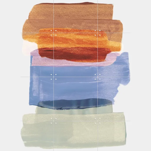 IXXI Abstract Brush Strokes 49, Mareike Böhmer - 60 x 80 cm - Grote wanddecoratie en posters - Strepen, Abstract, Kleurrijk, Kwaststreken, Slaapkamer Kleur / Blauw