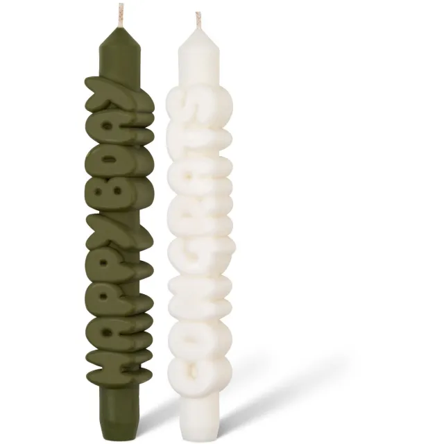 CandleHand 3D kaars set - Happy Birthday + Congrats + felicitatie + verjaardag wit