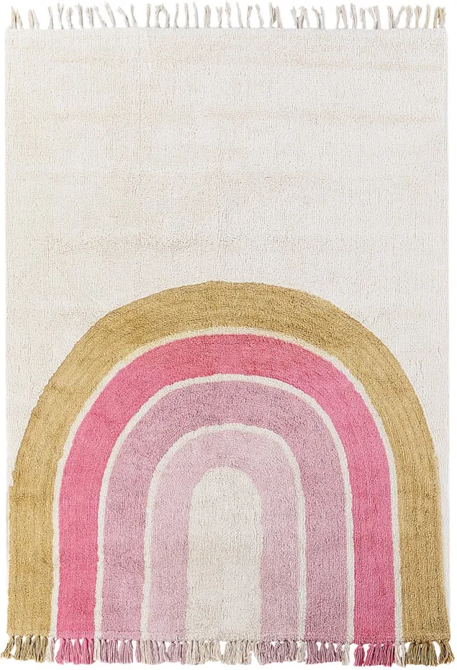 Beliani TATARLI - Vloerkleed - Roze/Beige - 140 x 200 cm - Katoen