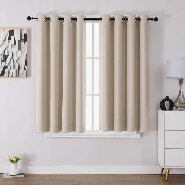 Ibenzoa Gordijnen met inkijkbescherming en thermische isolatie, set van 2, ideaal voor slaapkamer en woonkamer beige