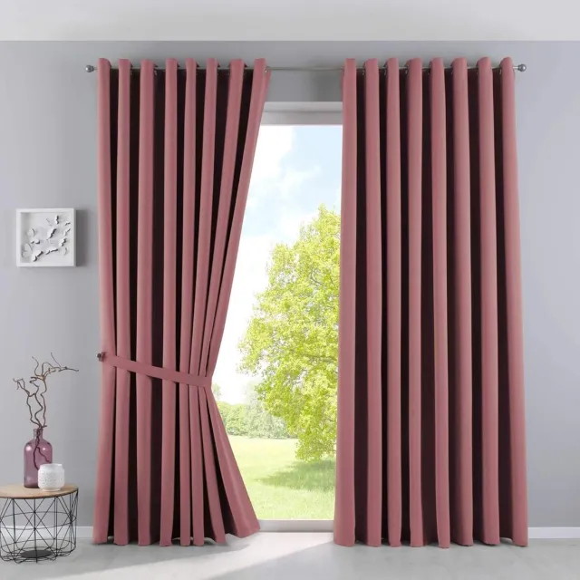 Famanu Gordijnen ondoorzichtig oudroze H x B 225 x 295 cm 2 - pack thermische gordijnen verduisteringsgordijn verduisterende oogjes geluidsisolerend Öko - Tex UV - bescherming vouwhouder
