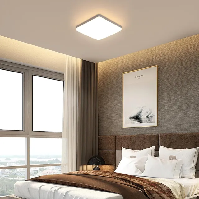 Haobosic LED-plafondlamp, 36W LED-paneel, vierkante moderne plafondlampen, plafondlamp van acryl voor badkamer, woonkamer, keuken, slaapkamer, gang, balkon, garage, 3000K warm licht Wit