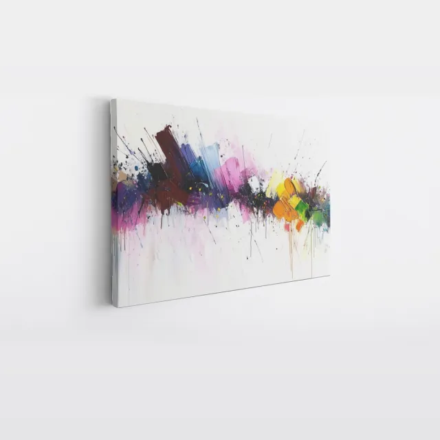 Saammp Canvas Schilderij - Kleurrijk - Chaotische verfspatten - Abstract - 70x50 - Foto op canvas - Wanddecoratie - Muurdecoratie Woonkamer - Slaapkamer decoratie - Canvas Print Multicolor