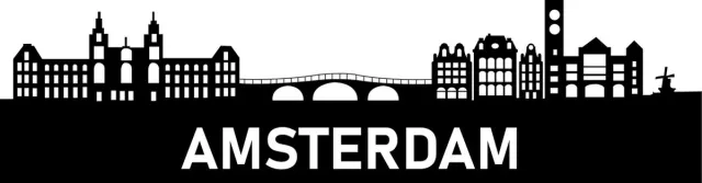 muursticker Amsterdam - Skyline - Steden - Monomeer hight tack - Zwart - Amsterdam