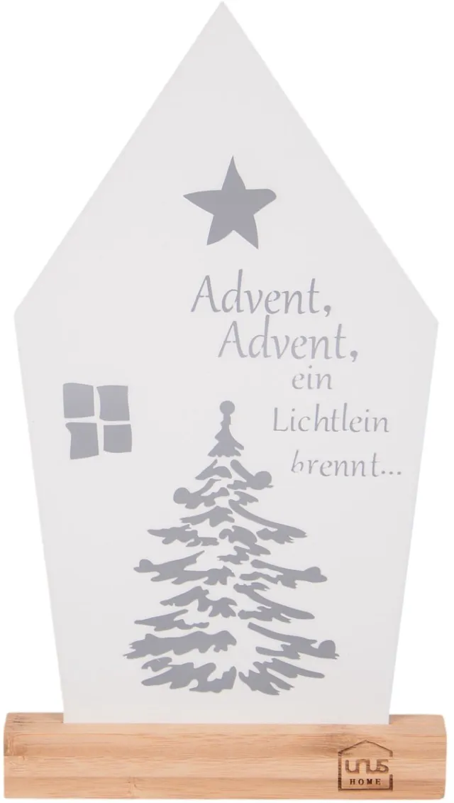 UNUS Staander decoratieve huis wit boom ster decoratie kerst advent decoratie