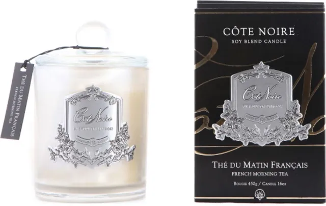 Cote Noire Geurkaars French Morning Tea 185gr zilver - Cote Noire