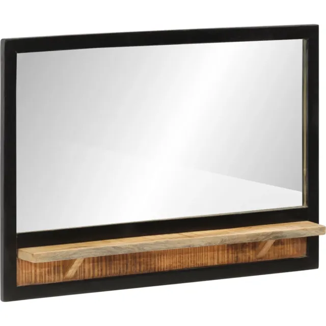 vidaXL Spiegel met schap 80x8x55 cm glas en massief mangohout Bruin