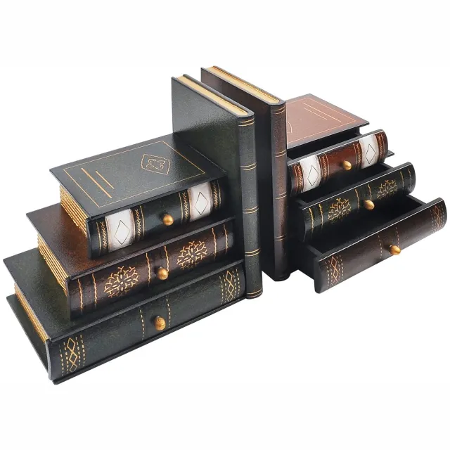 Famanu Decoratieve boekensteunen, houten boekenorganizer, valse boekenplank voor kantoor, bibliotheek of studeerkamer Naturel