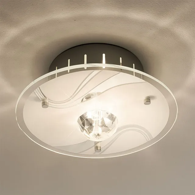 ESTO Plafondlamp Plafondverlichting Woonkamerlamp Kristal Helder Metaal Glas D 18 cm Duidelijk
