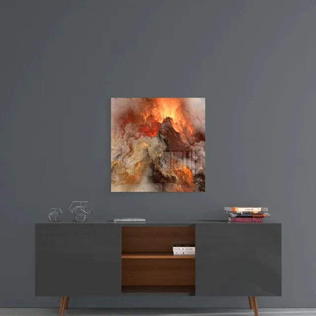 Insigne Art Glazen Schilderijen - Gouden Chaos - Abstract Glasschilderij