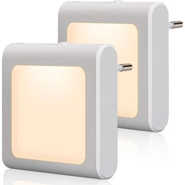 Daity 2 x LED-nachtlampjes met stekker - nachtlampjes met dag-/nachtsensor - LED-lampjes met stekker - nachtlampjes - warm licht voor woonkamer - kamer