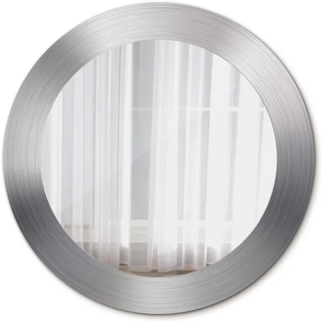 TULUP Spiegel - Spiegel op gehard Glas - Ronde Spiegel - Metaalimitatie - Diameter: 60 cm - Decoratieve spiegel met patroon - Inloopkastspiegel – Badkamerspiegel - Toiletspiegel - Zilveren - Minimalistische Spiegel - Visagiespiegel - Hangspiegel Zilver Metaalimitatie