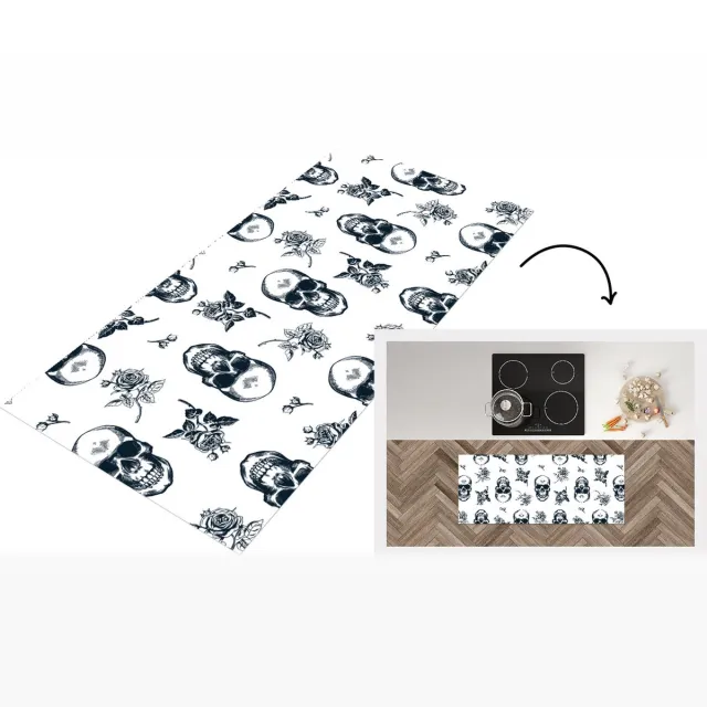 KitchenYeah Keukenloper - Loper keuken - Tieners - Skull - Bloemen - Patronen - Keukenloper vinyl multicolor