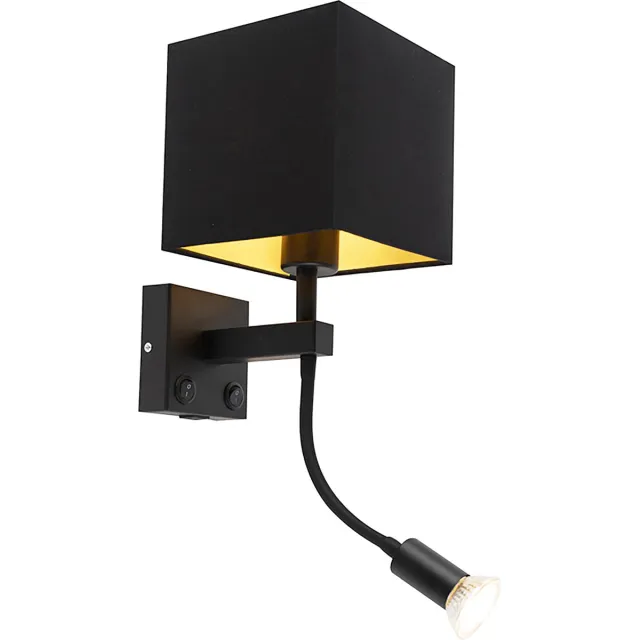 QAZQA zeno - Moderne Dimbare LED Smart Wandlamp met kap incl. wifi met Dimmer voor binnen - 1 lichts - L 20 cm - Zwart - Woonkamer | Slaapkamer Zwart Smart LED