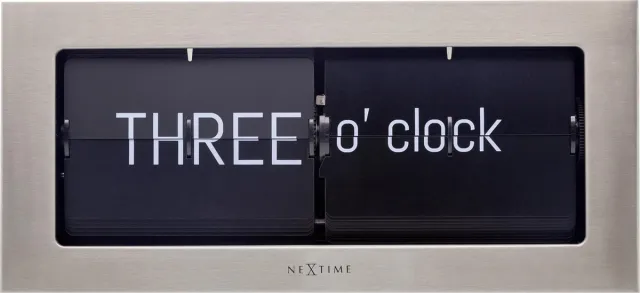 NeXtime Flip Klok - Tafelklok/ Wandklok -Zilver - Metaal- 36x16x8.5cm - Big Flip Text