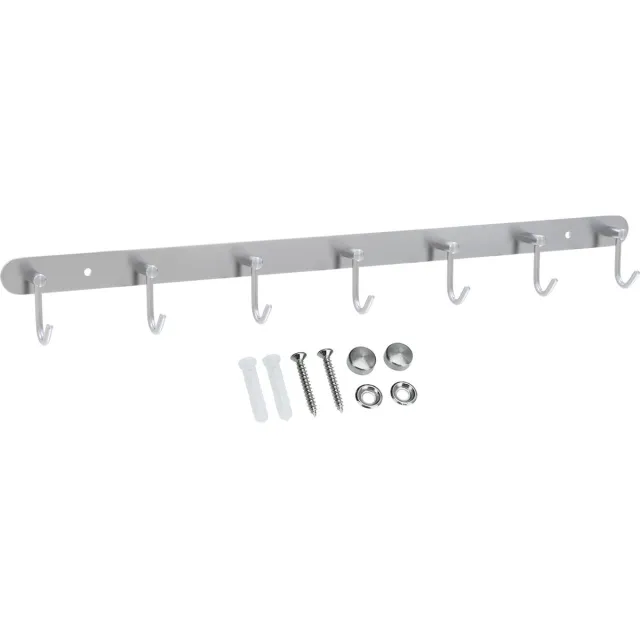 Intirilife roestvrijstalen kapstok model C - 7 haken - jashaken kapstok in 5 verschillende designs Zilver