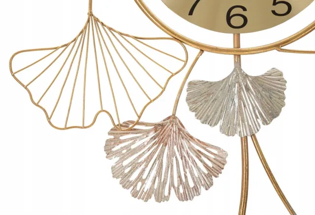 Mauro Ferretti Lumarko wandklok Leavy met metalen decoratie - 102 x 52,5 cm Goud