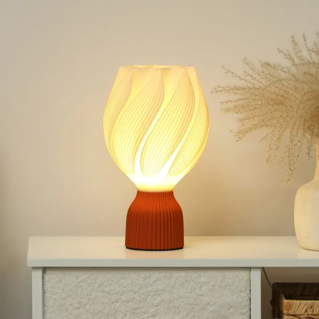 Wclavion 3D LED Table Lamp with Petal Design, Warm Light for Bedside Table and Desk, Ø16.5x28 cm, White and Terracotta Afbeeldingskleur