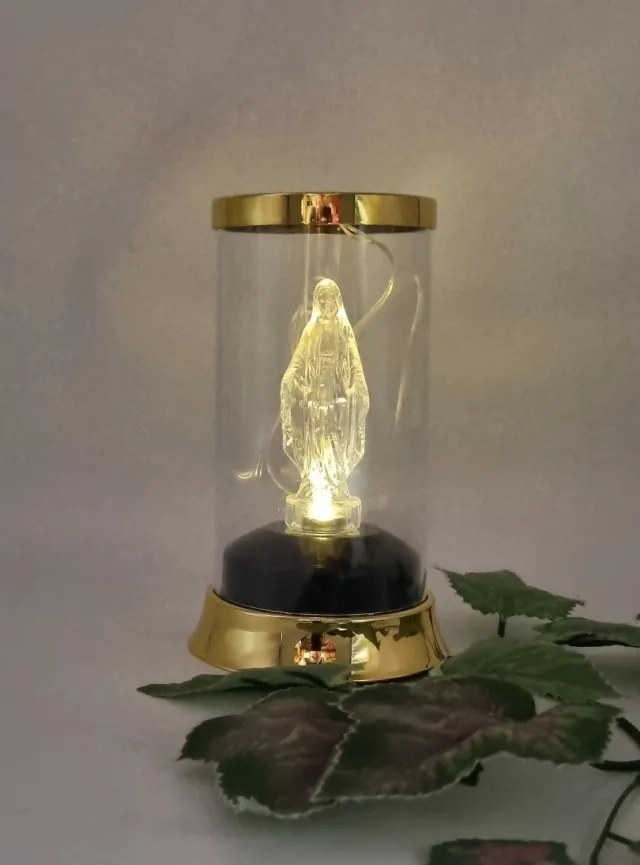 Subito Herdenkingslicht - SL3 - SOLAR - Maria - LED - Goud - Warm wit - Windlicht - Graflantaarn - Grafdecoratie - Lantaren