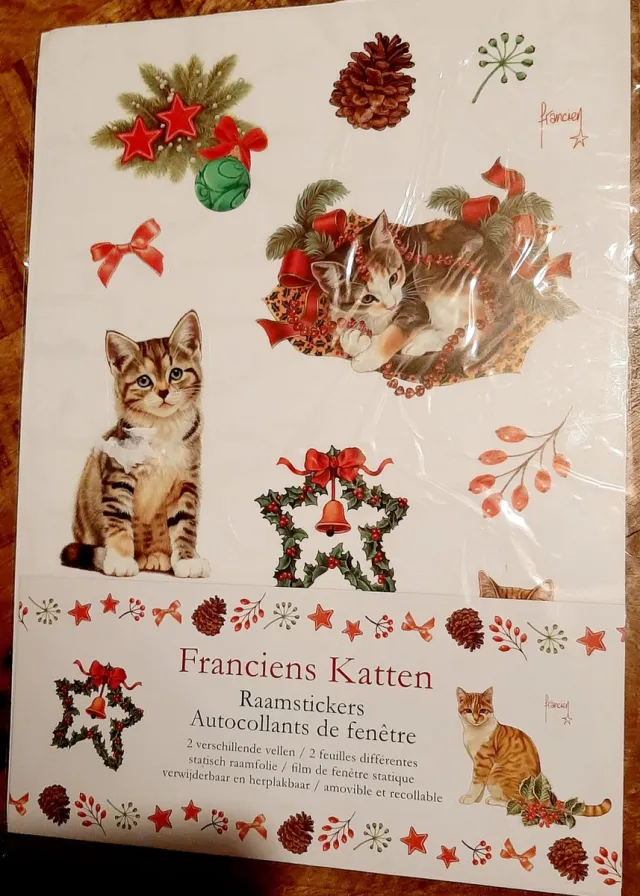 Francien home deco Franciens katten kerst raamstickers kerst - 2 vellen - statisch raamfolie - Francien home deco Meerkleurig