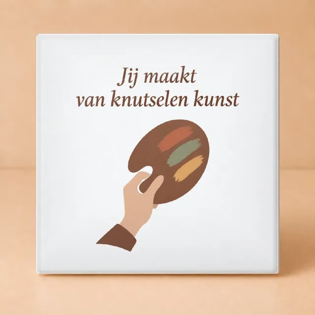 Bedruk King Sfeervolle vintage botanische Tegel – Kerstknutselkoningin van groep 3 met inspirerende quote voor creatievelingen - 11 x 11 cm Wit