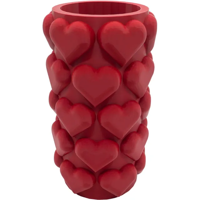 Lovora Luvé moderne vaas – Decoratieve vaas - Donker Rood - 3d geprinte vaas – geschikt voor droogbloemen - 30CM