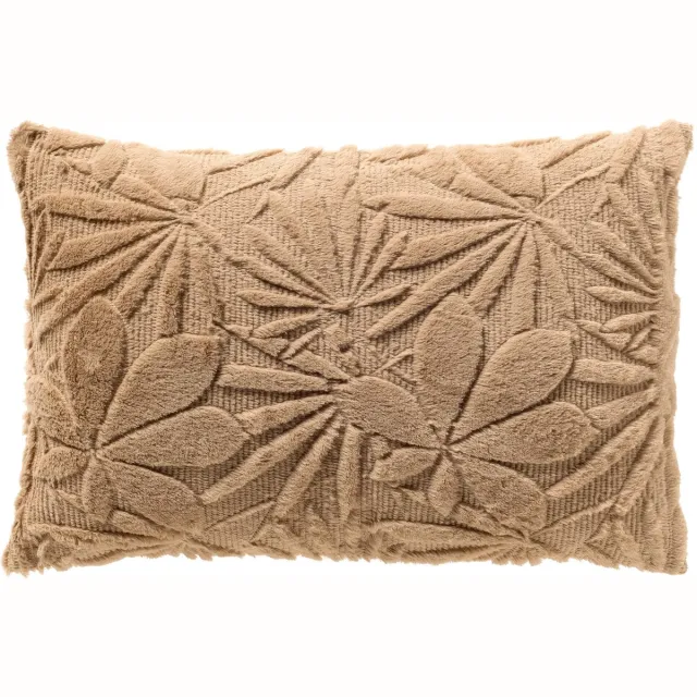 Dutch Decor JURRE - sierkussen 40x60 cm - getuft - bladmotief - Irish Cream - beige - Inclusief binnenkussen - Luxe kussens voor woonkamer & bank