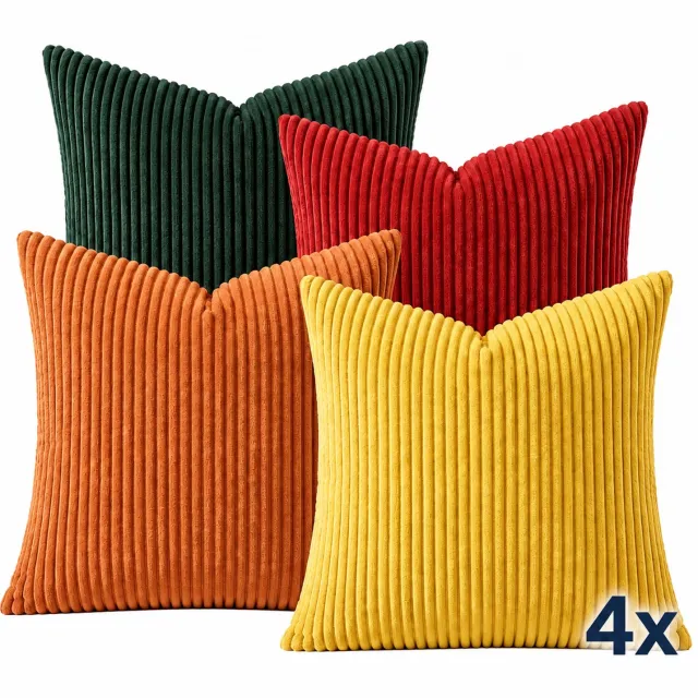 Nørvic Kussenhoezen - 4 stuks - 45,72 x 45,72 cm - Groen, rood en geel Autumn Festival