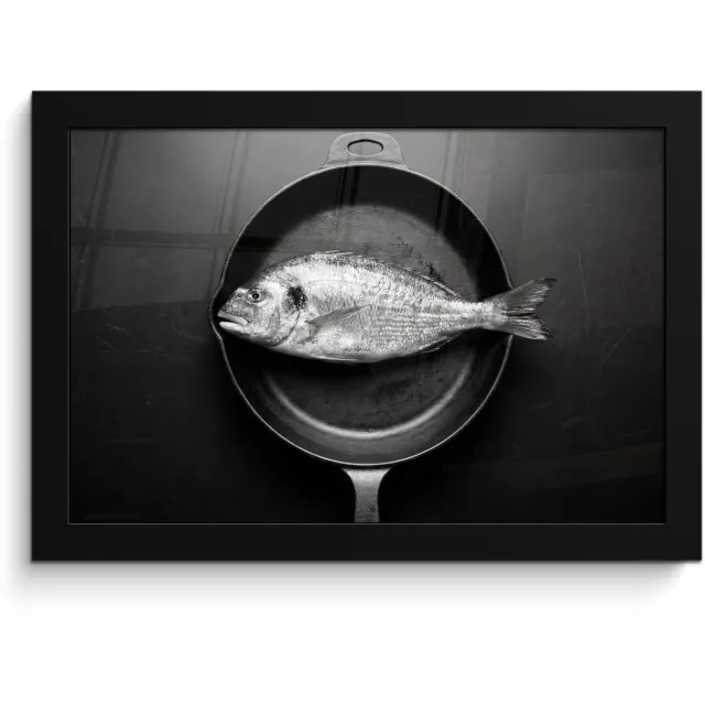 FrameYourWall Poster in lijst - Fotolijst 30x20 cm - Posters - Pan - Vis - Zwart - Wit - Posterlijst zwart - Decoratie - Wanddecoratie woonkamer - Muurdecoratie slaapkamer