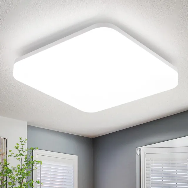 NETTLIFE Plafondlamp LED - 22 cm - vierkant - Koel wit Licht 5000 K - Plafondlamp plat - IP54 Badkamerlamp - Keukenlamp 18 W - voor Woonkamer | Slaapkamer | Gang - Wit