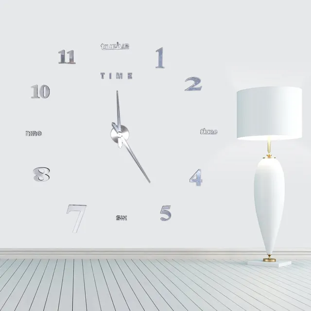 Creatorally Zilveren DIY wandklok sticker set - 3D spiegeloppervlak - Zelfklevend