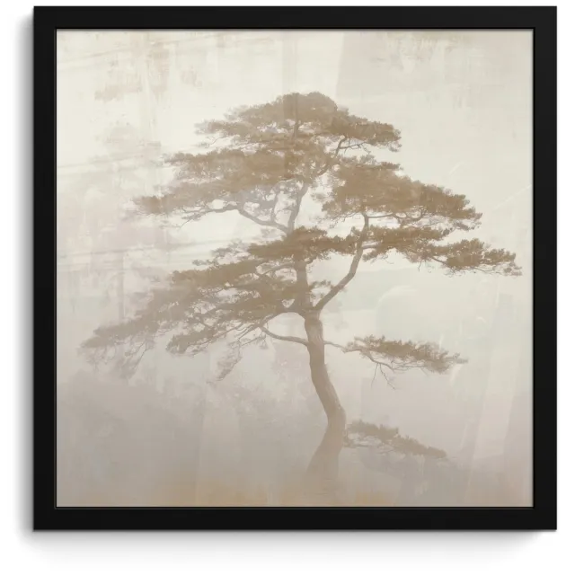 FrameYourWall Poster in lijst - Fotolijst 40x40 cm - Posters - Boom - Oosterse stijl - Landschap - Posterlijst zwart - Decoratie - Wanddecoratie woonkamer - Muurdecoratie slaapkamer Boom - Landschap