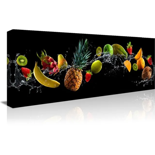 karo-art Schilderij - Verfrissend Fruit, prachtig voor in de keuken, 120x40 Multikleur