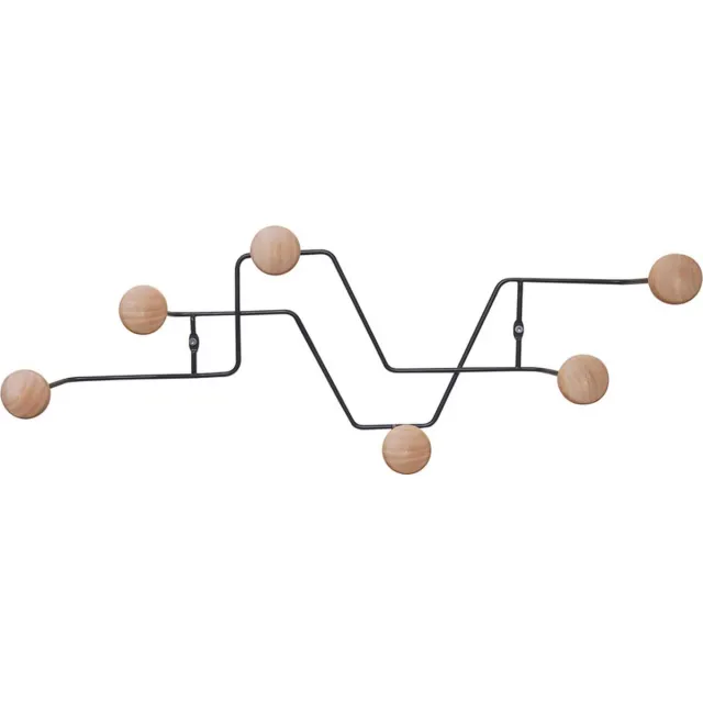 Present Time Coat Rack Zig Zag Wooden Knobs Zwart