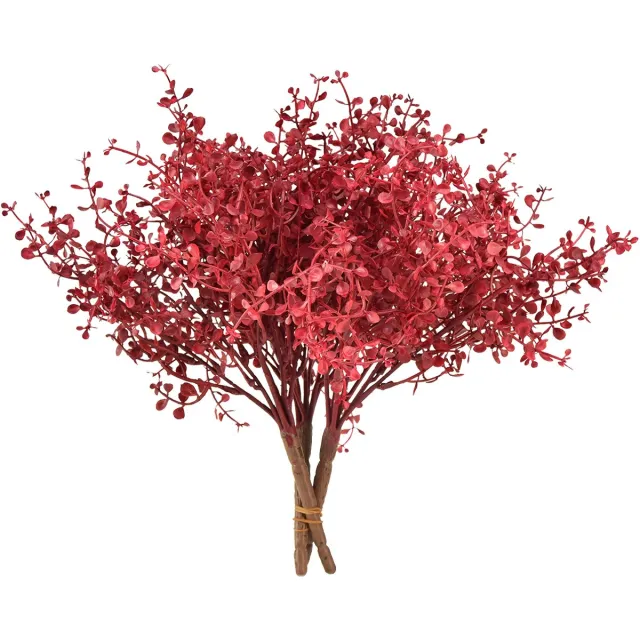 Viana Eucalyptusstruik rode kunstplant eucalyptus 28cm 3st, 3 Stück rood