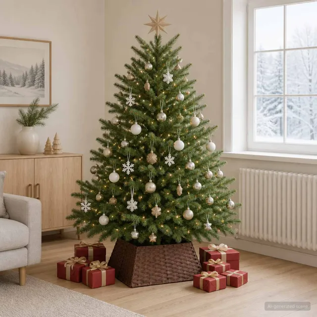 vidaXL Kerstboomkraag Vierkant Donkerbruin 70 x 70 x 28 cm poly rattan