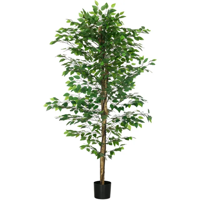 Homona Kunstplant Ficus - Inclusief pot - 180 cm hoog - Groen