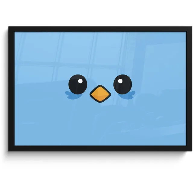FrameYourWall Poster in lijst - Fotolijst 60x40 cm - Posters - Vogel - Blauw - Eenvoudig - Posterlijst zwart - Decoratie - Wanddecoratie woonkamer - Muurdecoratie slaapkamer