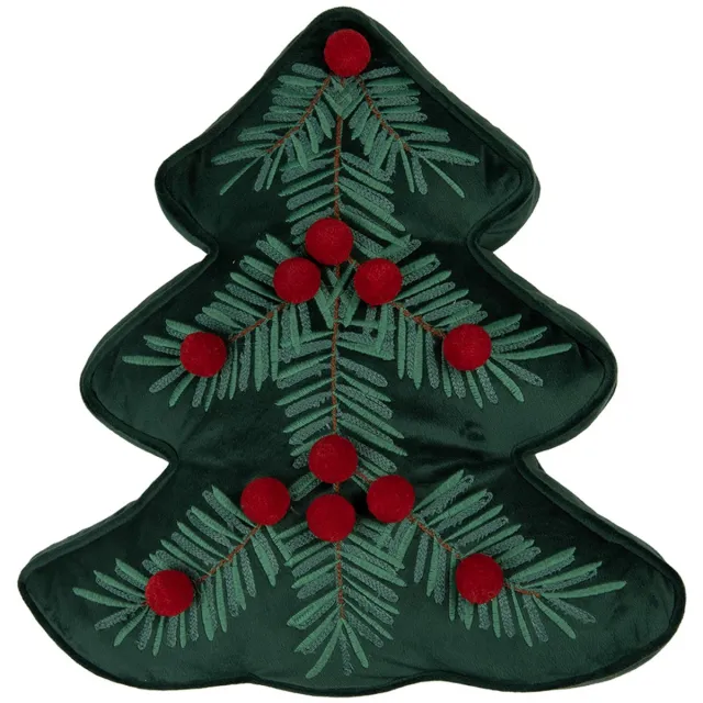 Clayre & Eef Sierkussen Kerstboom 36x40x4 cm Groen Polyester