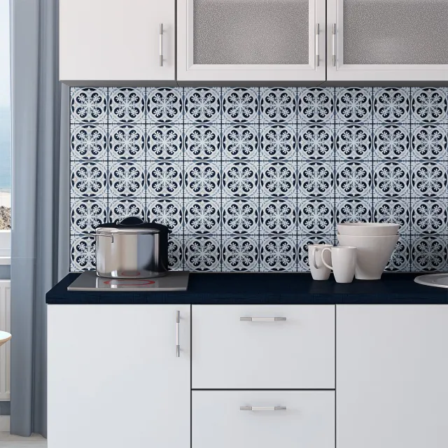 Ambiance Sticker Zelfklevende tegelmuurstickers voor keuken en badkamer - 30 cementtegelstickers, Azulejos Delia - 30 stickers, 20x20cm Multi color